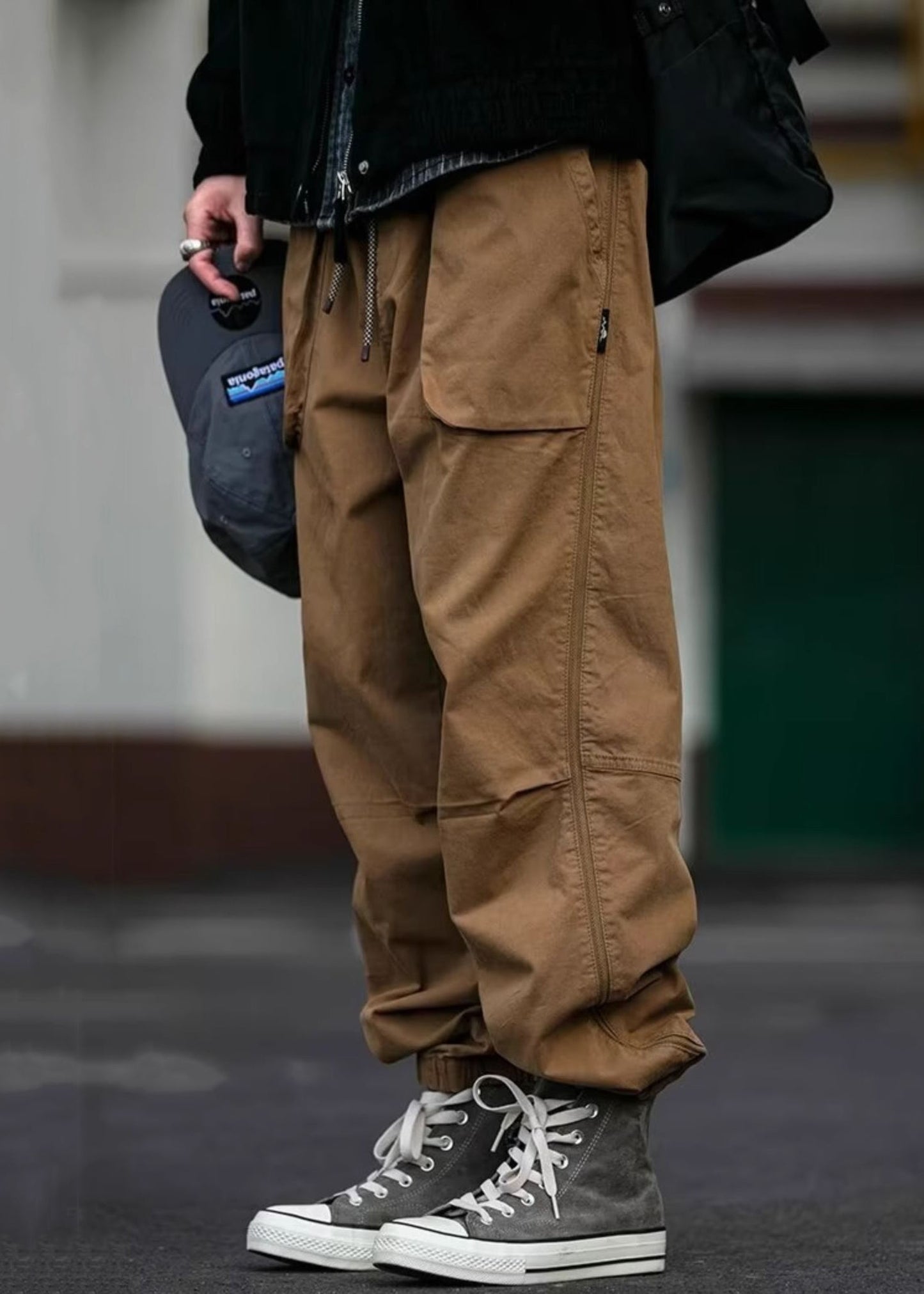 Spring Waist Cotton Mens Pants Khaki Pockets Cool Beam Elastic FashionChic