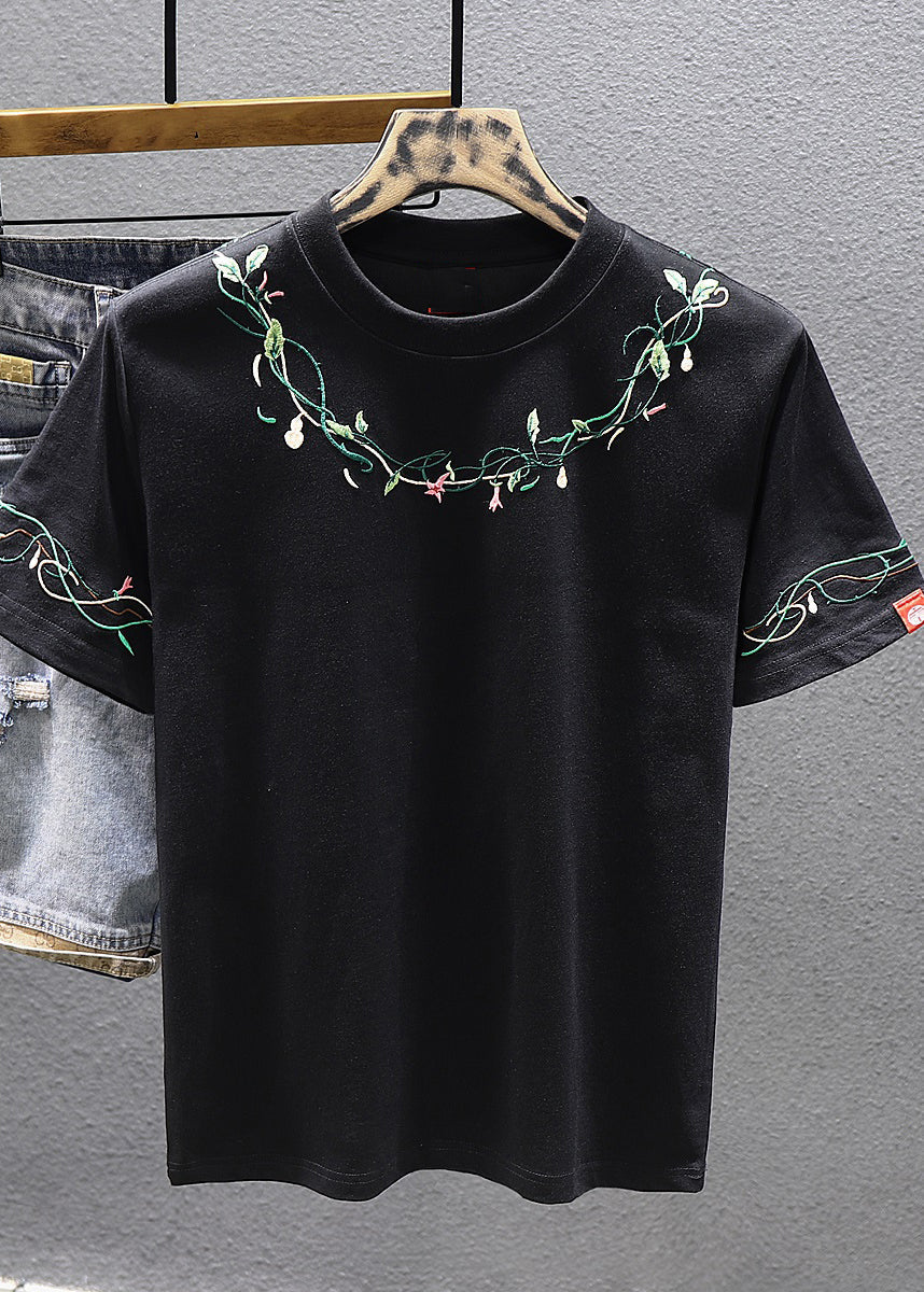 Men Embroideried Shirts Cotton Summer Cool Best White T For FashionChic