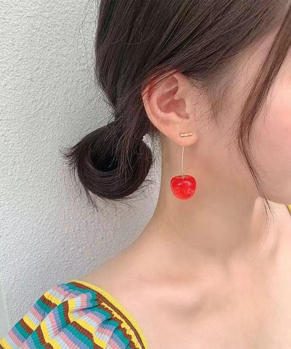 Cute Orange Alloy Acrylic Cherry Drop Earrings KX1044 Ada Fashion