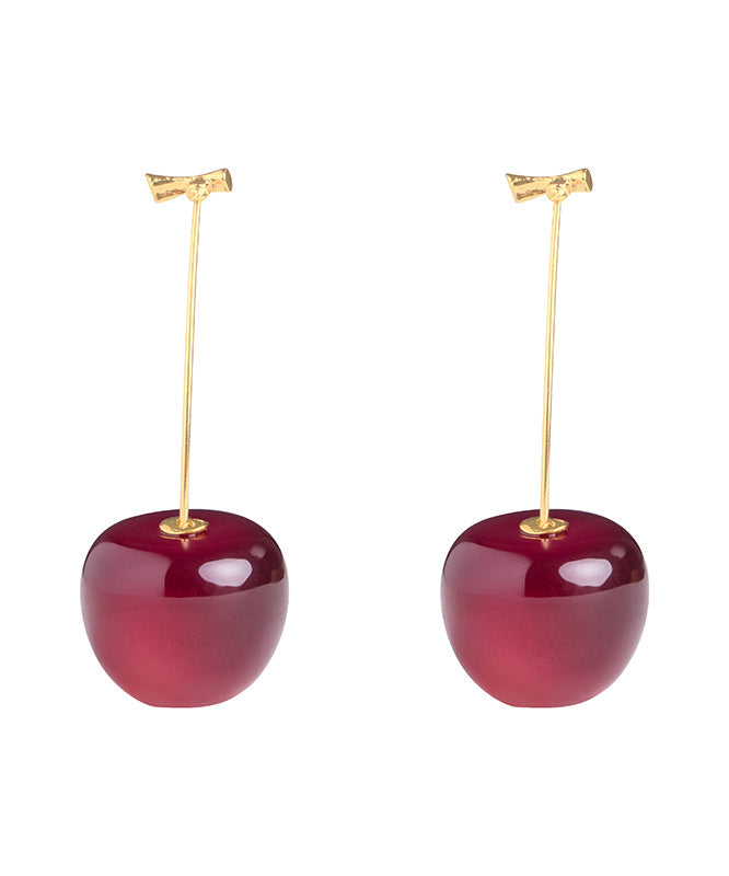 Cute Orange Alloy Acrylic Cherry Drop Earrings KX1044 Ada Fashion