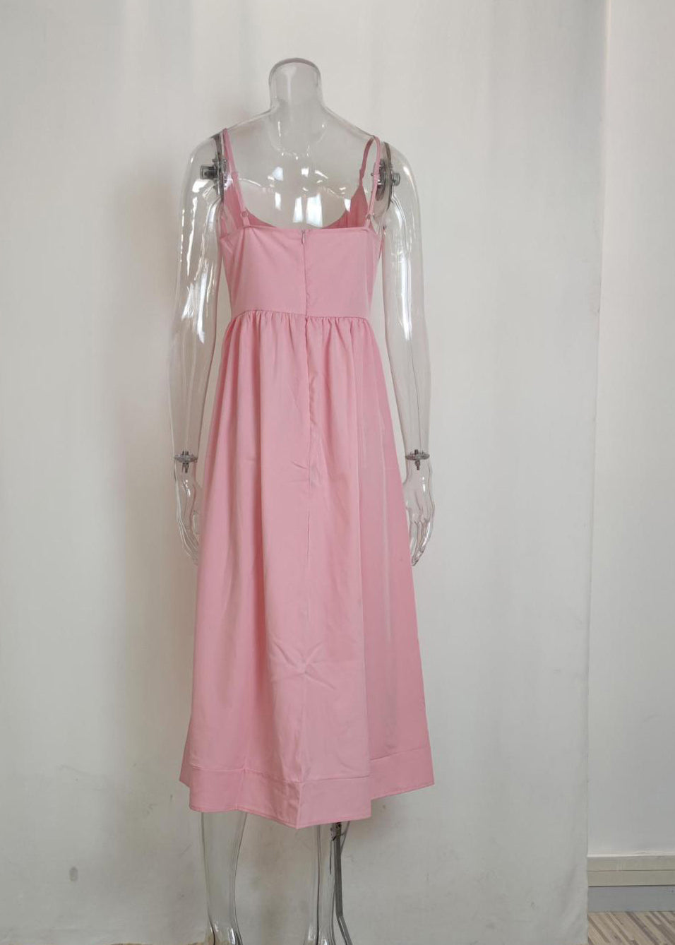 Cute Pink Slash Neck Patchwork Maxi Spaghetti Strap Dress Sleeveless ZL038 SH-LF-SDL240621