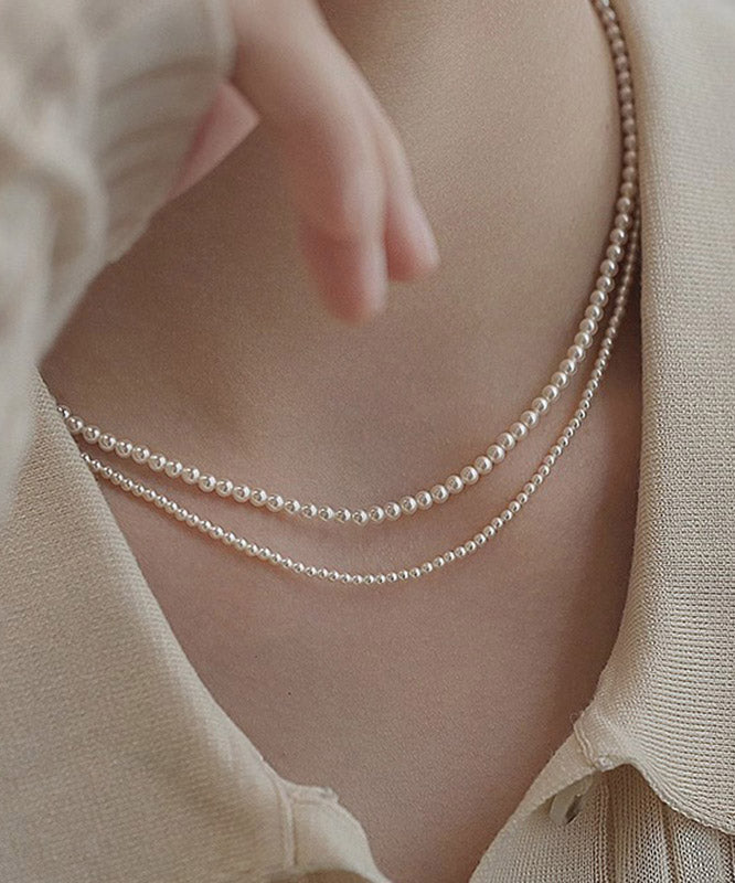 Cute White Alloy Pearl Beadi Gratuated Bead Necklace YA011 ABC