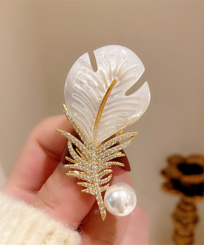 Cute White Copper Zircon Pearl Shell Brooch YA051 ABC