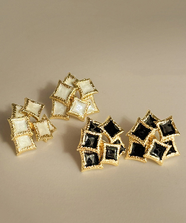 DIY Black Sterling Silver Overgild Drip Glaze Geometry Stud Earrings YX020 ABC