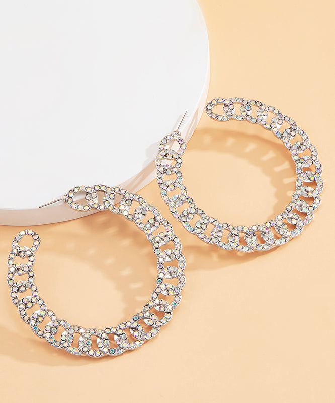 DIY Gold Alloy Inlaid Zircon C Shaped Hoop Earrings ZZ006 JEW-EAR240613