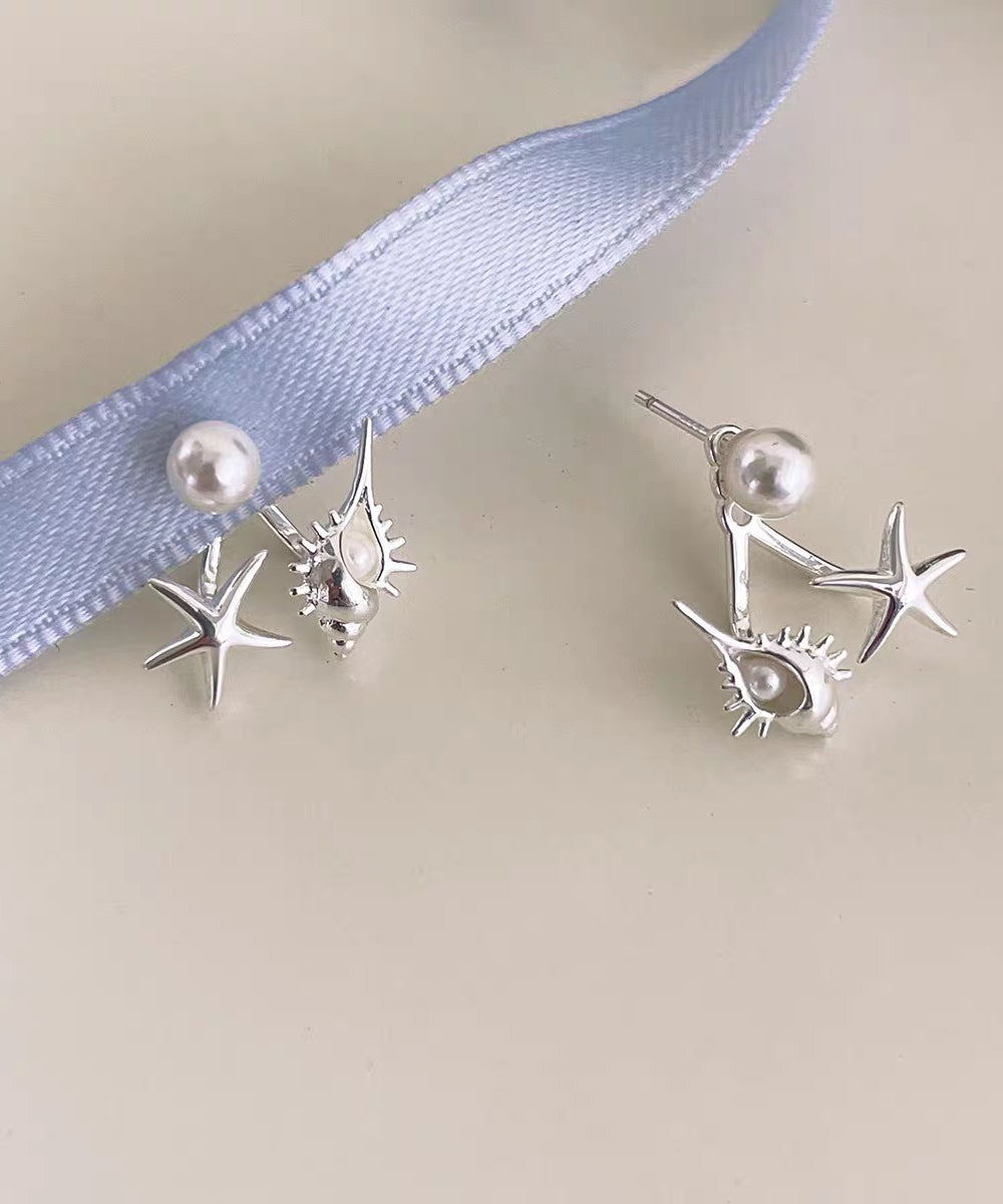 DIY Gold Earrings Pearl Star Overgild Stud Sea Conch Copper FashionChic