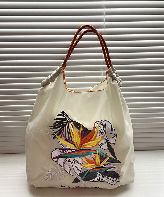 DIY Khaki Embroideried Solid Durable Nylon Shopping Bag SX1002 Ada Fashion