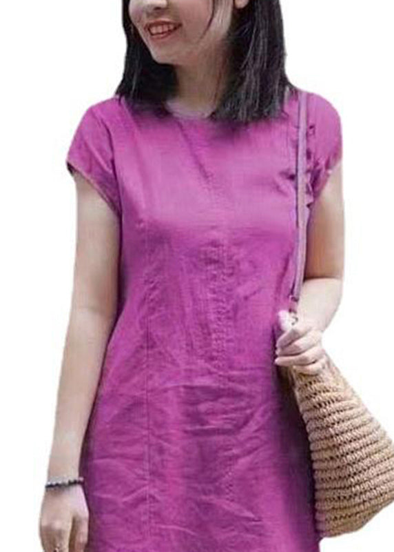 DIY Red Asymmetrical Patchwork Mid Dresses Short Sleeve VB1039 Ada Fashion