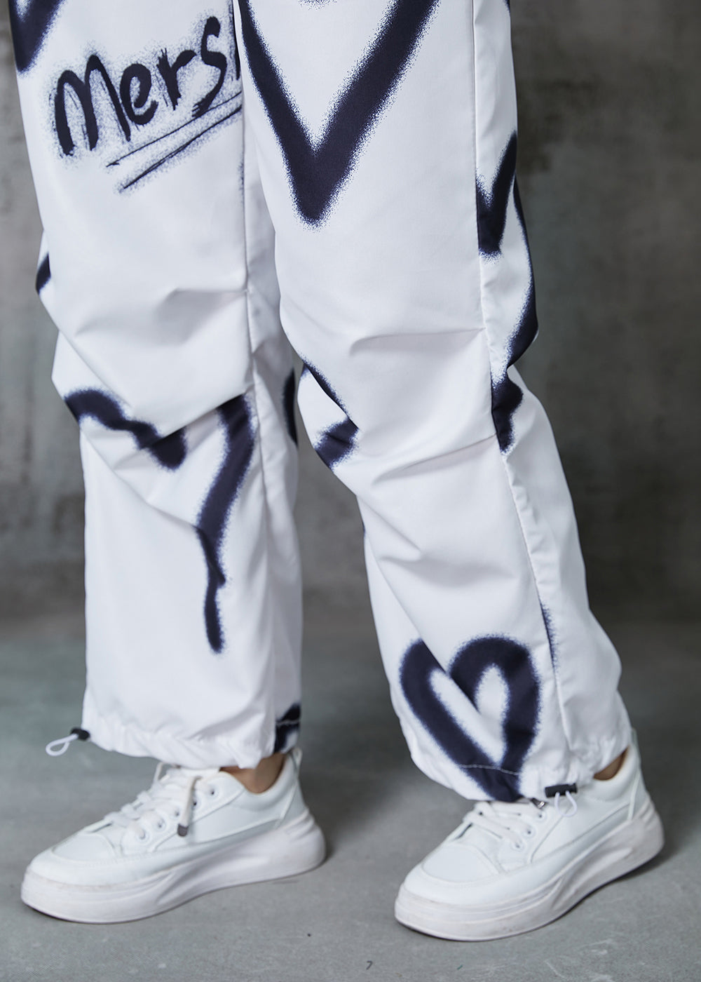 DIY White Love Painting Drawstring Cotton Pants Spring AL1015 Genistyle Shop