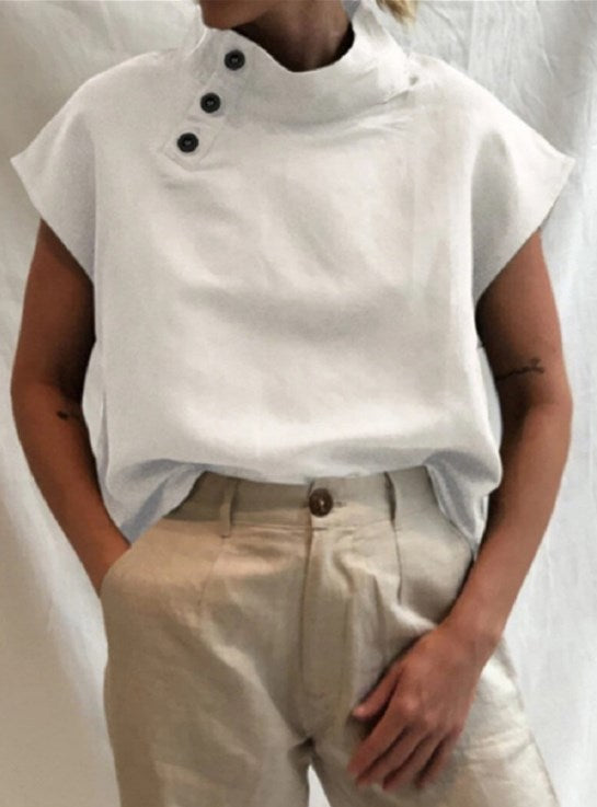 women linen boutique Regular Fit Plain Linen Tank Top WU90 Furdela