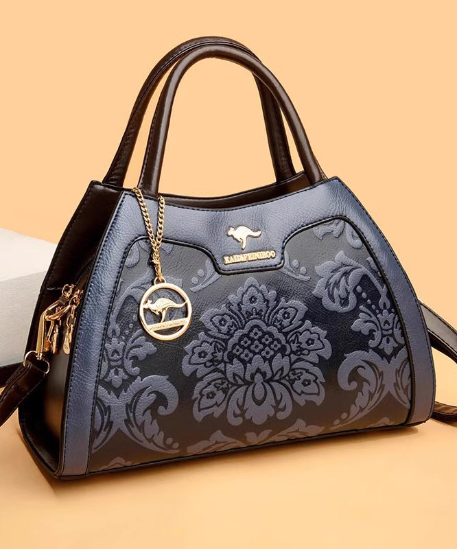 Tote Calf Bag Embossed Leather Elegant Red FashionChic