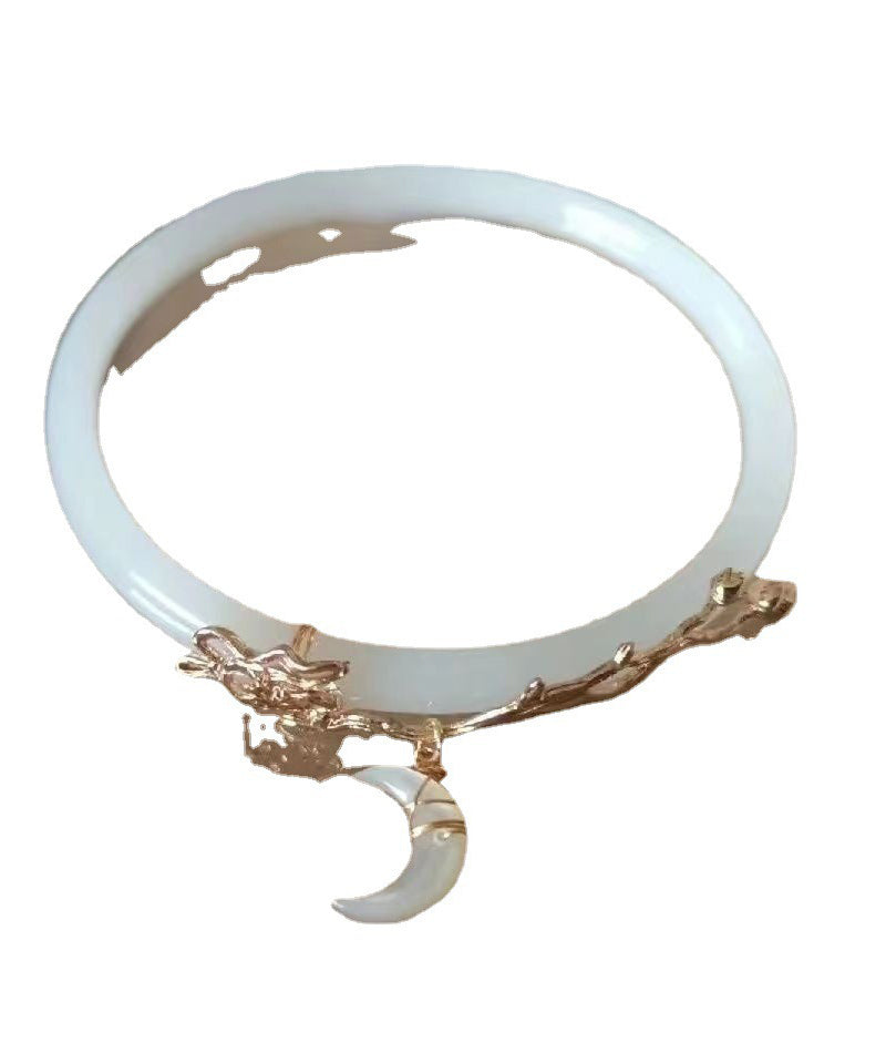 Elegant White Alloy Coloured Glaze Moon Bangle QJ031 JEW-BAN241021