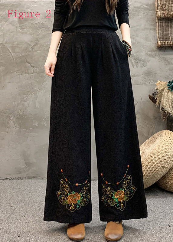 Ethnic Style Embroidered Elastic Waist Wide Leg Pants Spring BV013 MZF-LPTS240702