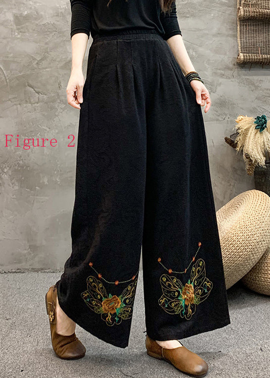 Ethnic Style Embroidered Elastic Waist Wide Leg Pants Spring BV013 MZF-LPTS240702