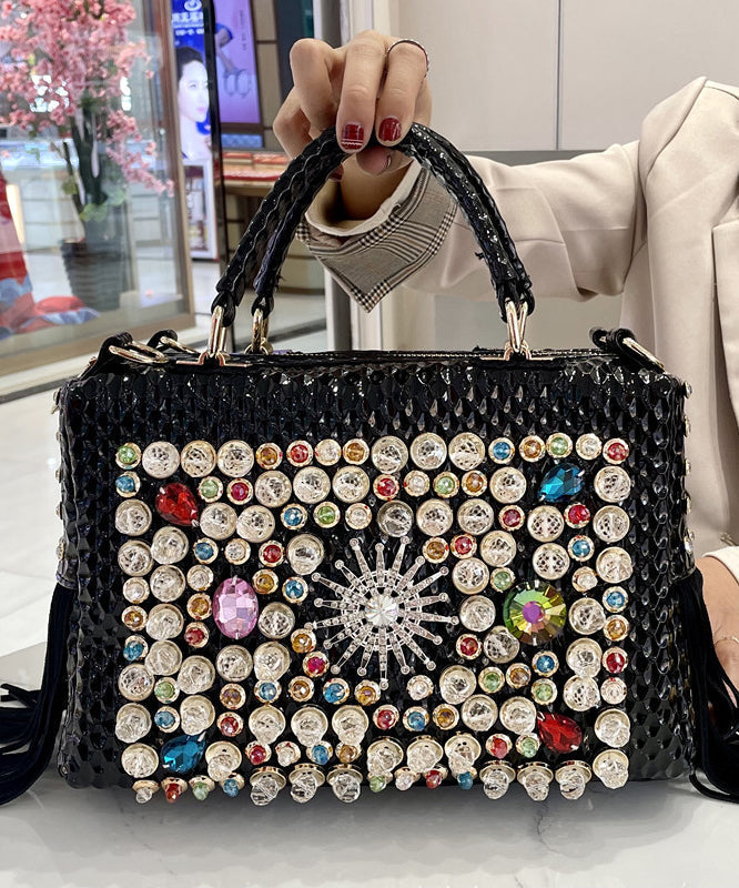 Black Style And American European Tote Handbag Zircon Tassel FashionChic