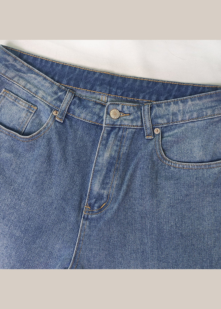 European And American Style Blue Pockets Denim Straight Pants Spring QQ1062 Ada Fashion