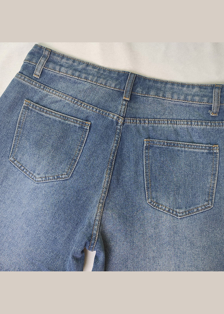 European And American Style Blue Pockets Denim Straight Pants Spring QQ1062 Ada Fashion