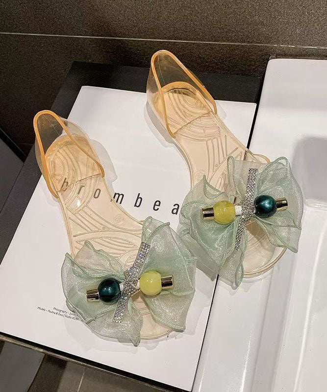 Black Bow Toe Sandals Clear Peep Splicing Fashion FashionChic