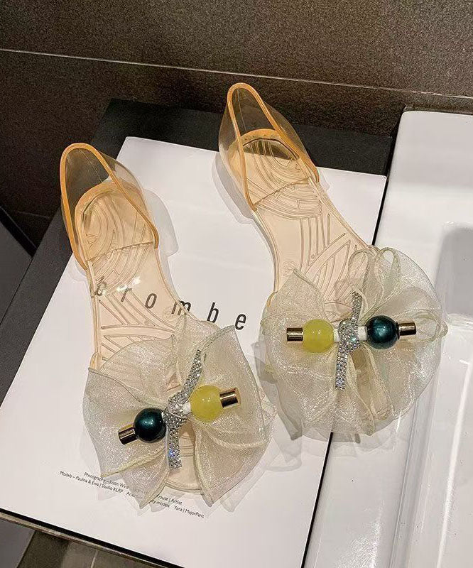 Black Bow Toe Sandals Clear Peep Splicing Fashion FashionChic