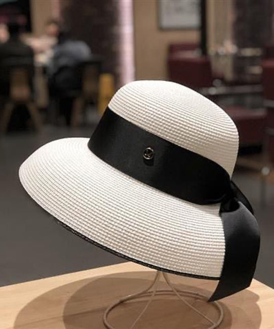 Bucket Woven Black Fashion Bow Hat Straw FashionChic