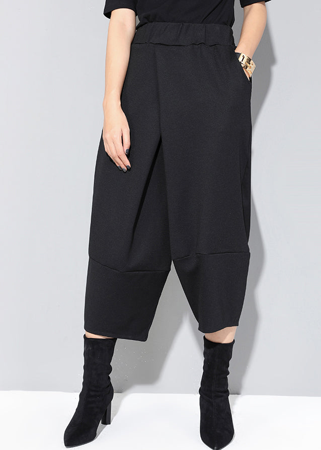 Fashion Black Pockets High Waist Crop Pants Spring RZ004 ABC
