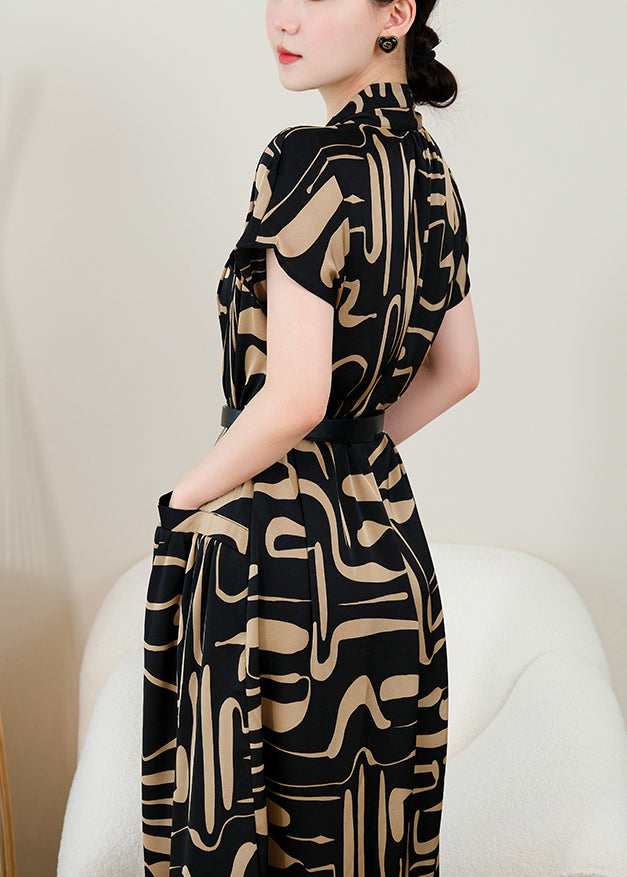 Fashion Black Print Silm Fit Chiffon Dress Summer YY025 OL-SDL2408-16