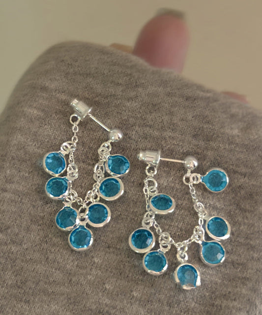 Tassel Of Blue Drop Fashion Grapes Copper Crystal Earrings Bunch FashionChic