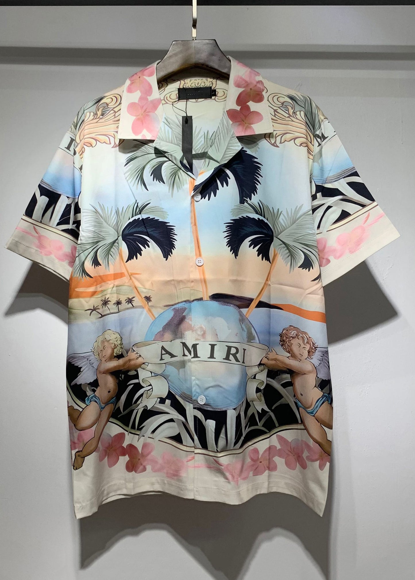 Fashion Button Print Elastic Waist Silk Mens Two Pieces Set Summer HG068 Men-Silk-MENTS240725