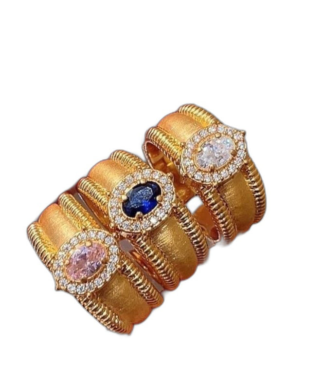 Open Sterling Gold Overgild Silver Fashion Zircon Rings FashionChic