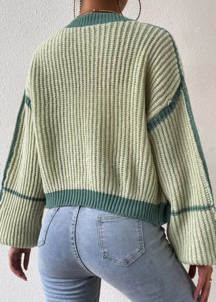 Fashion Green Striped Knit Short Cardigan Fall QY013 BB-ZS-WM-NCT241002