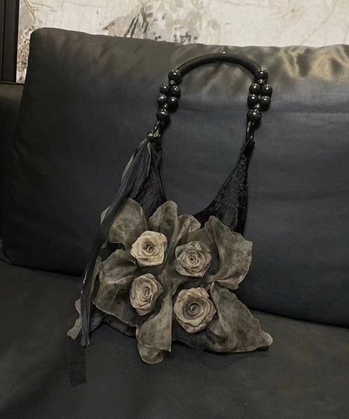 Fashion Khaki Tie Dye Floral Cotton Satchel Handbag QF010 Bag-BGS241017