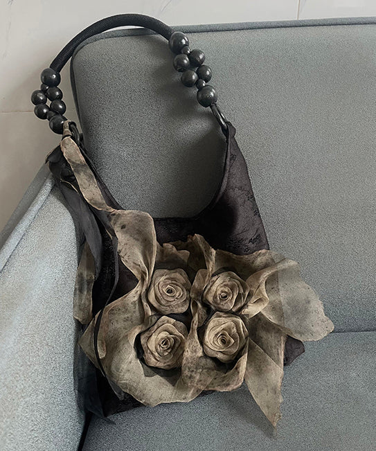 Fashion Khaki Tie Dye Floral Cotton Satchel Handbag QF010 Bag-BGS241017