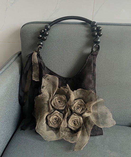 Fashion Khaki Tie Dye Floral Cotton Satchel Handbag QF010 Bag-BGS241017