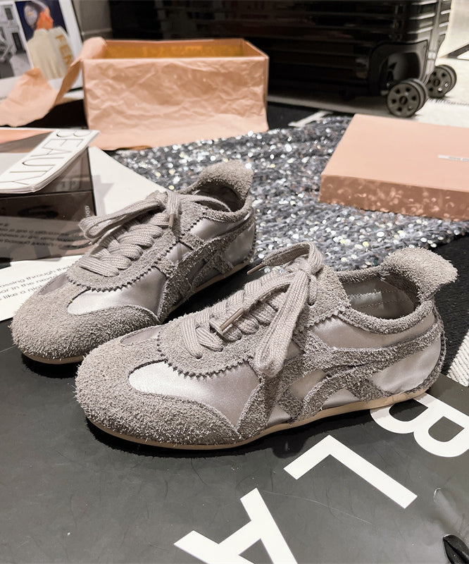 Fashion Lace Up Splicing Sport Flats Yellow Suede YC007 ABC