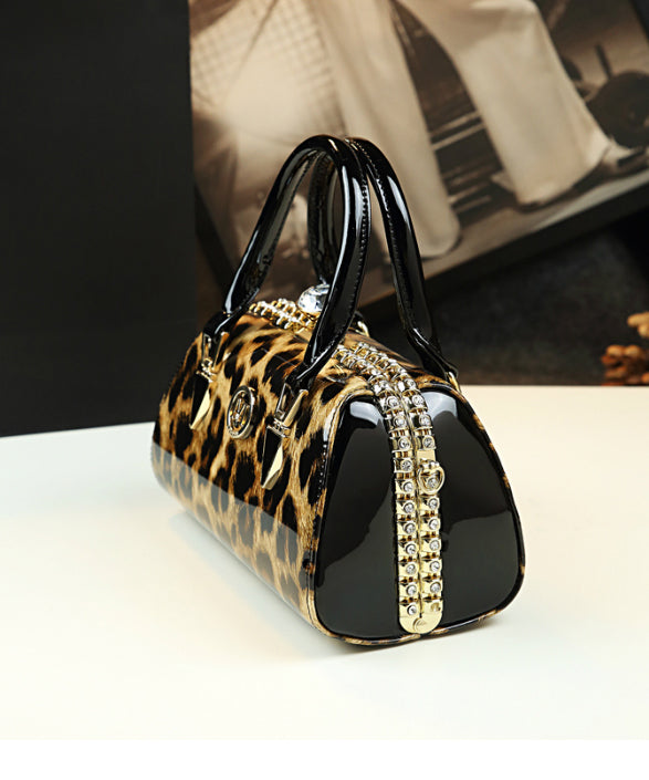 Bag Zircon Leather Calf Fashion Tote Leopard FashionChic
