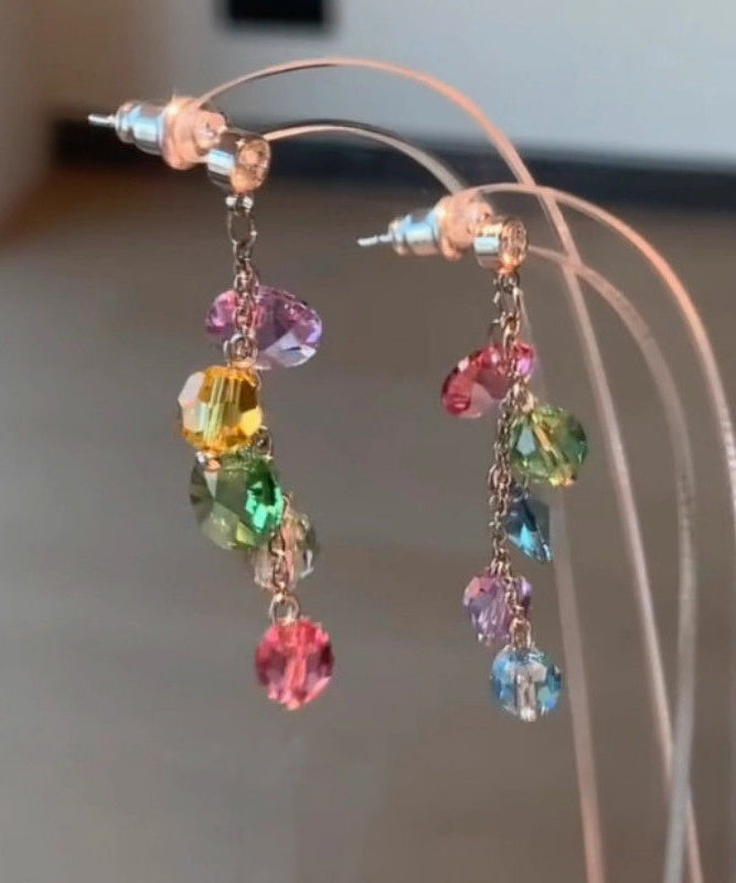 Copper Tassel Fashion Zircon Earrings Drop Overgild Rainbow FashionChic