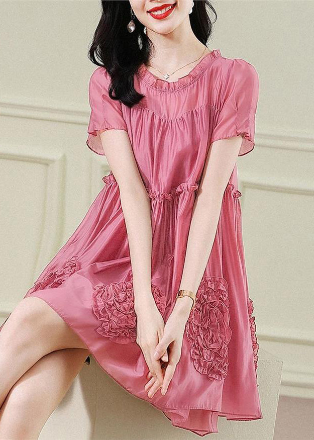 Red Chiffon Dresses Ruffled Short Floral Fashion Sleev Mid FashionChic