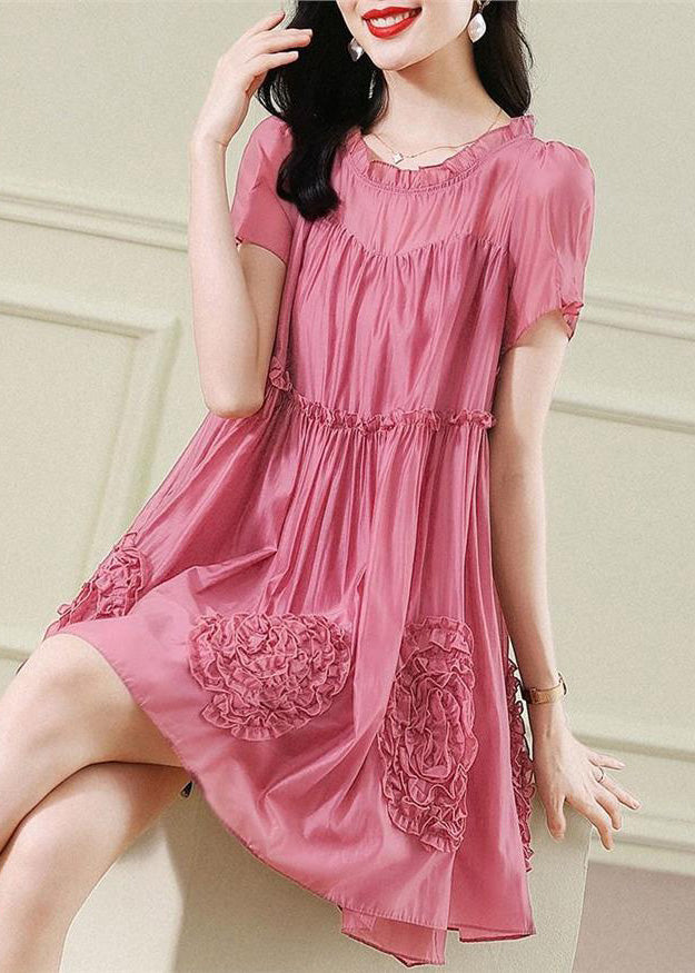 Red Chiffon Dresses Ruffled Short Floral Fashion Sleev Mid FashionChic