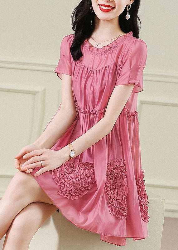 Red Chiffon Dresses Ruffled Short Floral Fashion Sleev Mid FashionChic