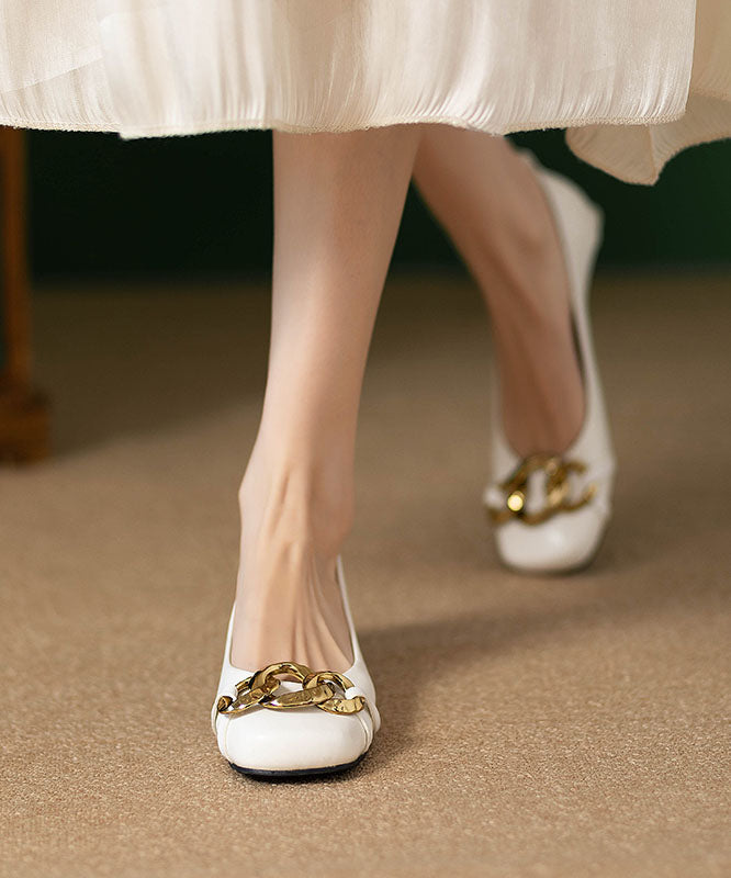 Fashion Sequined Splicing Kitten Heels White Faux Leather QK040 shoe-GGX241013