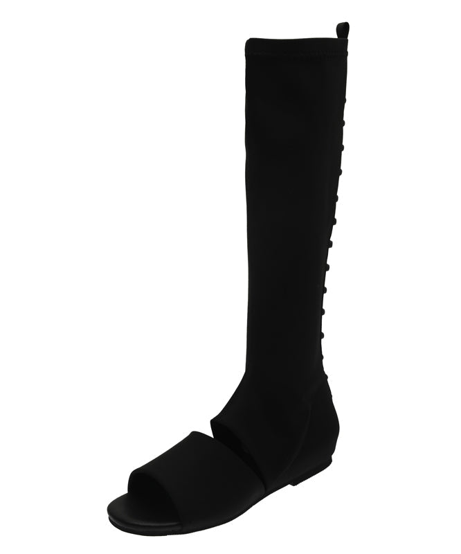 Fashion Splicing Long Boots Black Peep Toe Elastic Fabric XC1055 Ada Fashion
