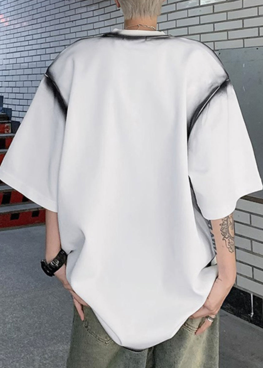 Fashion White O Neck Patchwork Cotton Best T Shirts For Men Summer WA010 MENT241110