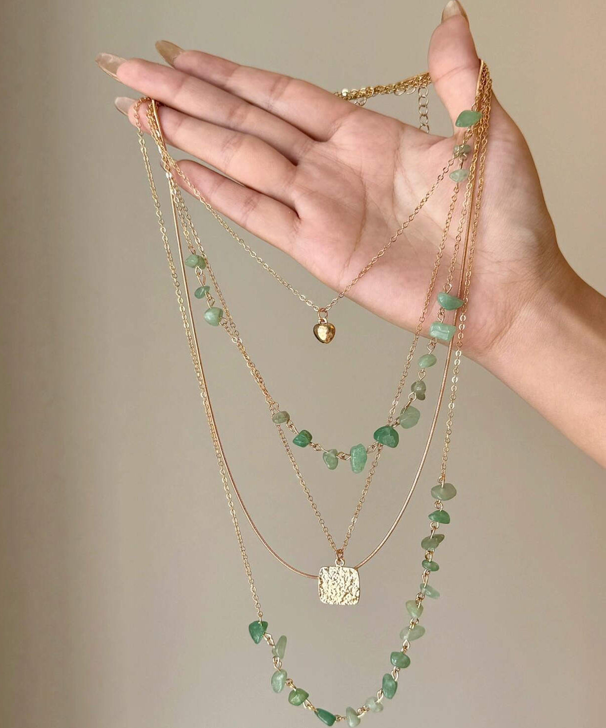 Fine Copper Gratuated Gold Alloy Necklace Gravel Bead FashionChic