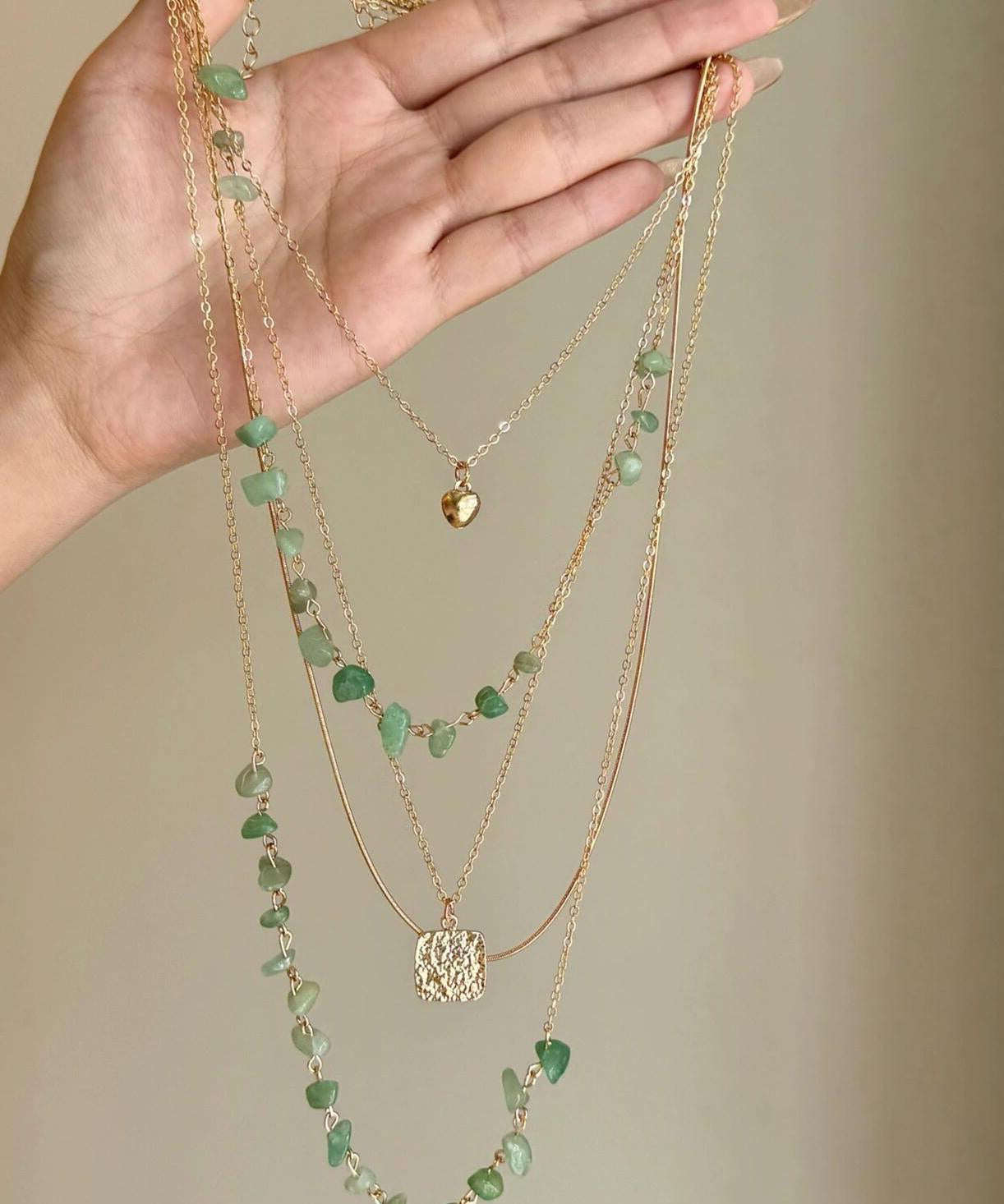 Fine Copper Gratuated Gold Alloy Necklace Gravel Bead FashionChic