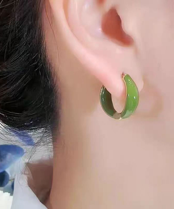Fine Green Copper Overgild Circle Hoop EarringsFine Silk Sterling Silver Broken Silver Gypsophila Necklace ET007 ABC