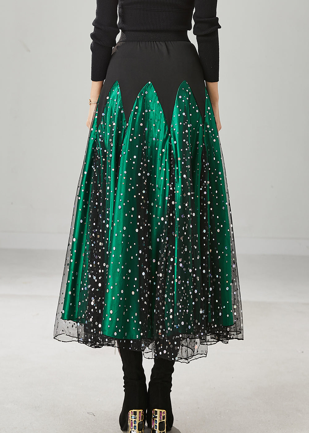 Fine Green Silm Fit Patchwork Tulle Dance Skirts Spring YU1022 Ada Fashion