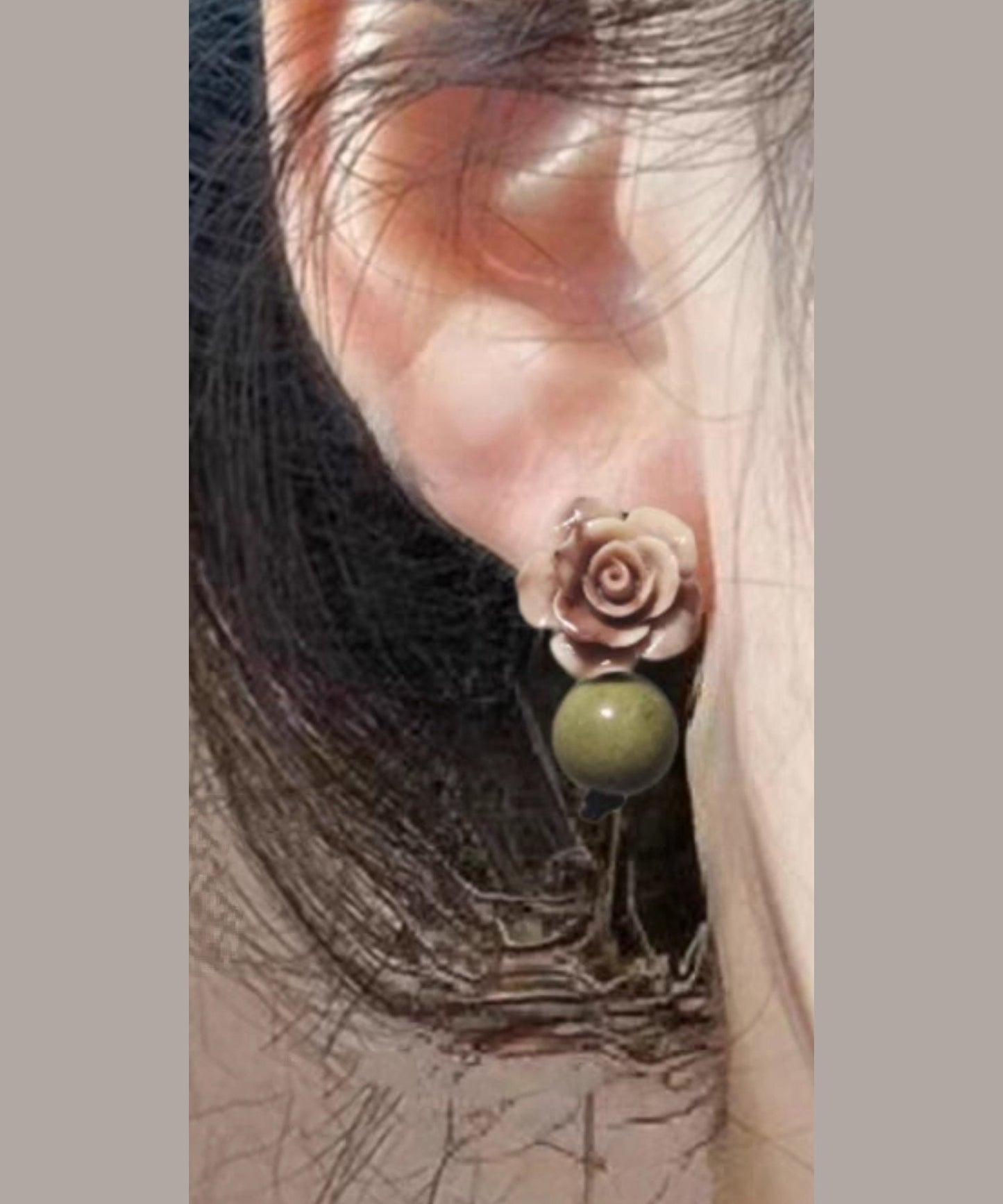 Copper Green Floral Earrings Light Fine Alloy Drop Dye Tie Shell FashionChic