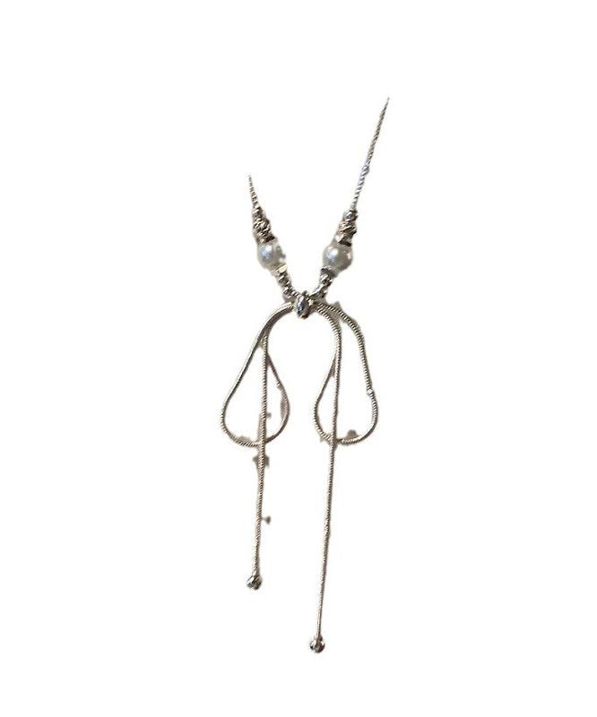 Fine Silk Alloy Pearl Bow Pendant Necklace YU002 ABC