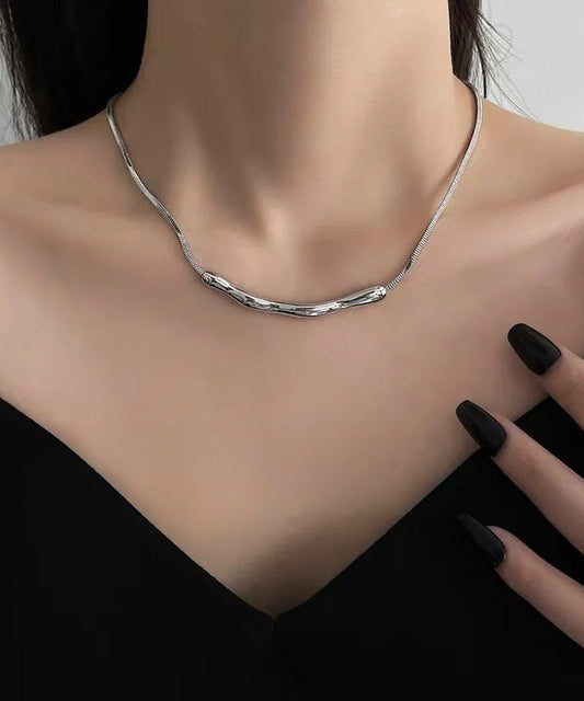 Fine Copper Necklace Asymmetrical Wrinkled Silk FashionChic