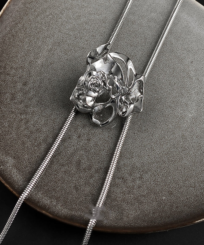 Fine Silk Stainless Steel Alloy Rose Lariat Necklace RA029 ABC